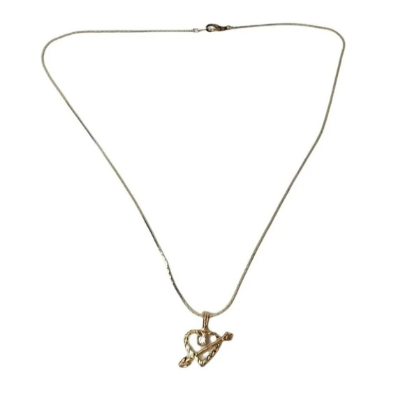 14KGP Gold Heart Arrow Necklace - Picture 1 of 3